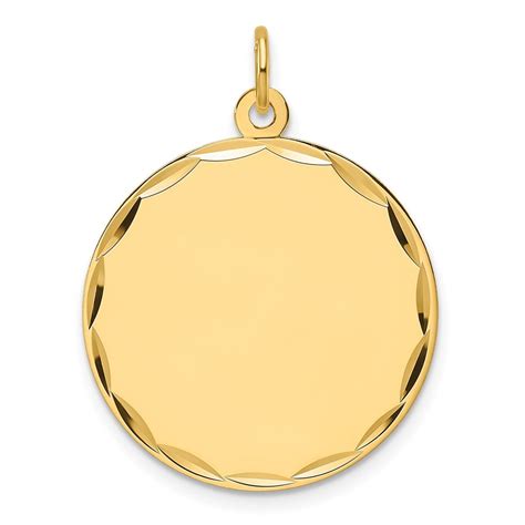 14k Yellow Gold 013 Gauge Engravable Round Disc Charm 286 Mm