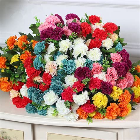 10p Artificial Carnation Flower Bunch Simulation Carnations 10 Heads