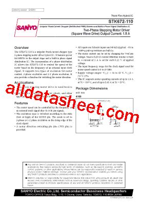 STK672 110 Datasheet PDF Sanyo Semicon Device