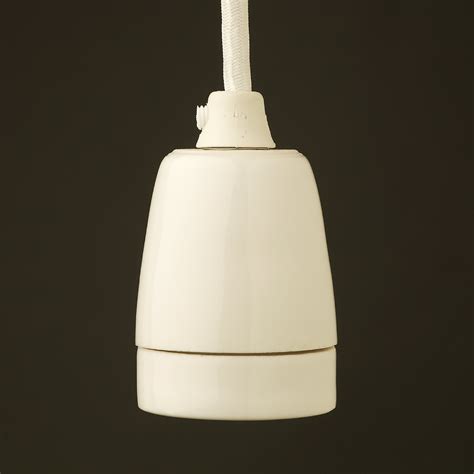 White Fine Porcelain E27 pendant lamp holder