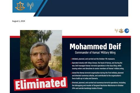 Mohammed Deif, the shadowy Hamas leader and alleged October 7 attack ...