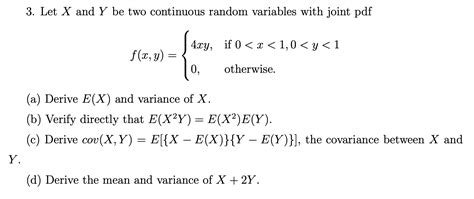 Solved 3 Let X And Y Be Two Continuous Random Variables