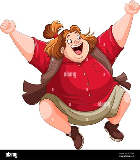 Happy Overweight Woman Cartoon Character Illustration Stock Vector