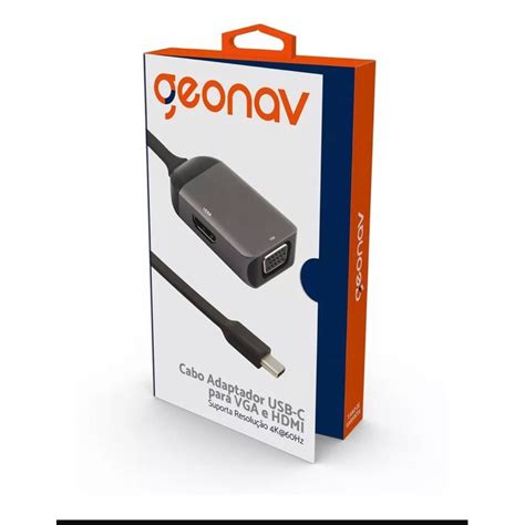 Cabo Adaptador Usb C Para Vga E Hdmi Uca Geonav Shopee Brasil