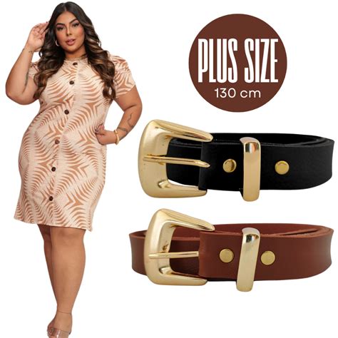 Cinto Plus Size Feminino - Cinto Feminino Plus Size Fivela Dourada Preto Branco Marrom Bege ...