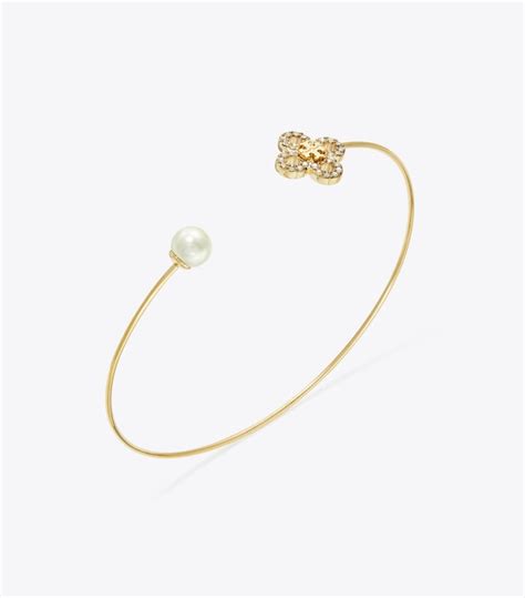 Kira Clover Pearl Cuff Women S Designer Bracelets Tory Burch