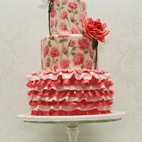 Hand Painted Roses With Ruffles Decorated Cake By Tonya CakesDecor