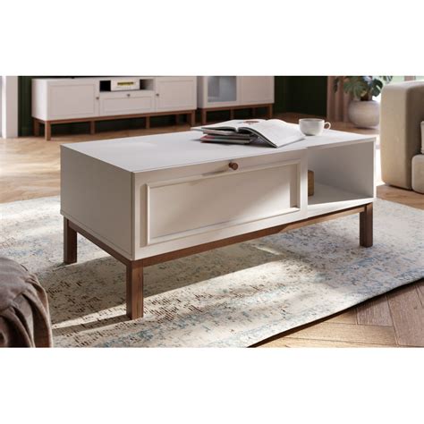 Table Basse D Cor Ch Ne Et Gris Clair Cm Tiroir Niche Penny