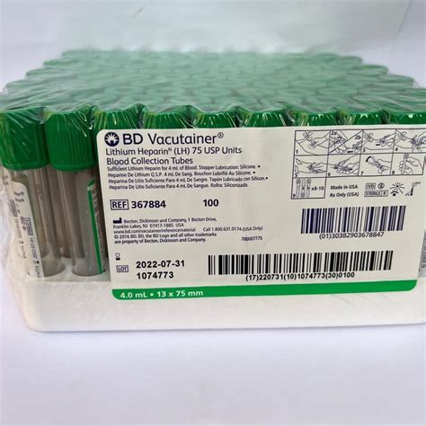 Bd Vacutainer Lithium Heparin Tubes 4 Ml At Rs 8 Piece Vacutainer