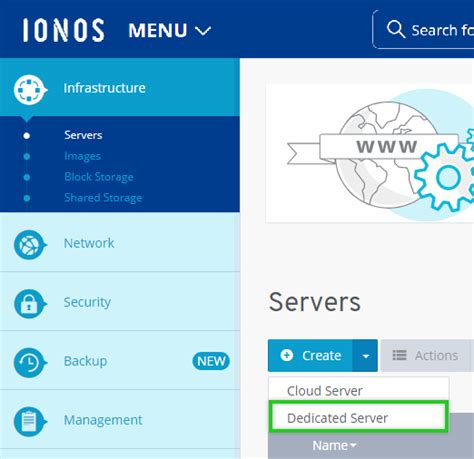 Creating A Dedicated Server Ionos Help