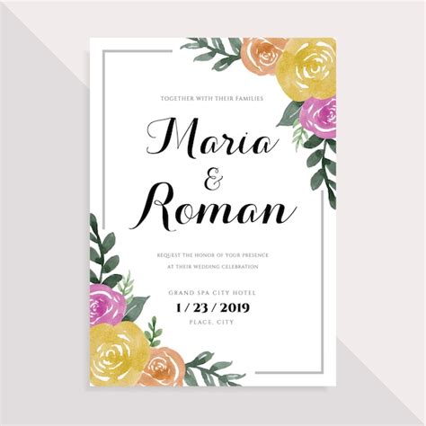 Premium Vector Beautiful Watercolor Floral Wedding Invitation