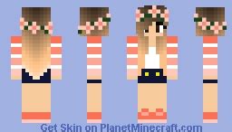 cute girl with flower crown Minecraft Skin