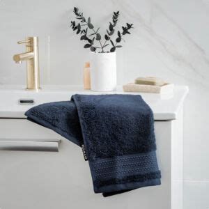 Serviette De Bain Coton Bio X Cm M Line Bleu Nuit Linge De