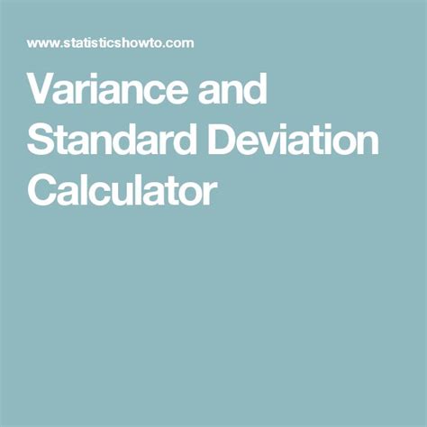 Variance and Standard Deviation Calculator | Standard deviation, Calculator, Standard