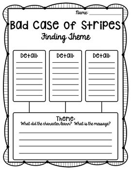 Bad Case of Stripes Finding Theme Graphic Organizer and Posters | TPT