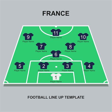 Plantilla De Formaci N De La Alineaci N De F Tbol De Francia Vector