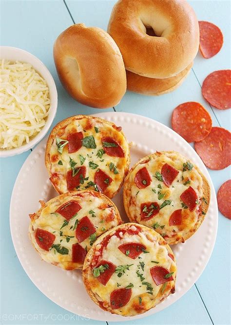 Easy Mini Bagel Pizzas The Comfort Of Cooking