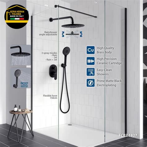 Jual Brezio Fcbz Keran Panas Dingin Shower Tanam Set Matte Black