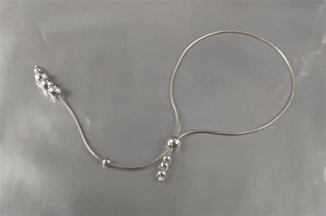 Long Sterling Silver Chain Lasso With Silver Beads Jewelry Etsy