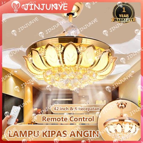 Jual Garansi COD Lampu Kipas Angin Lampu Gantung Plafon Kristal Lotus