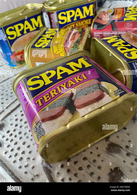 flavors  tins  spam luncheon meat usa  usa stock