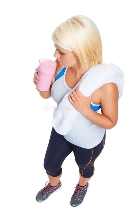 Protein Shake Woman Stock Photo Image Of Cheerful Milkshake 33122846