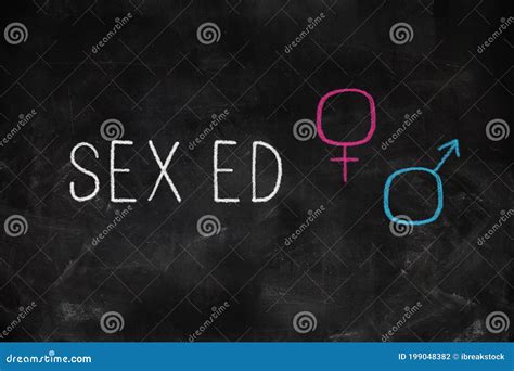 Sex Ed Written With Chalk On Blackboard In Classroom Stock Photo