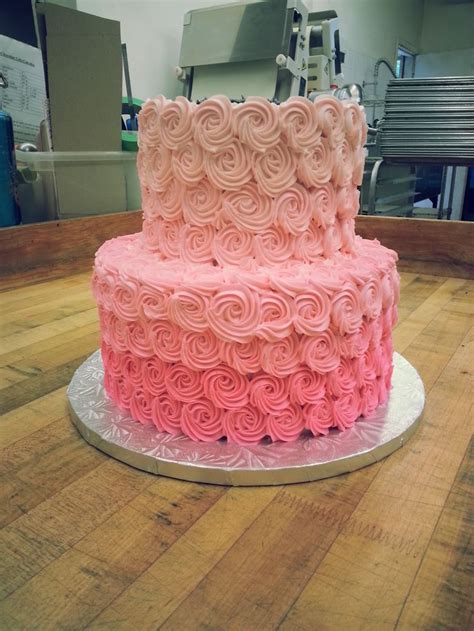 Our Pink Two Tiered Ombre Rosette Cake Rosette Cake Pretty Birthday