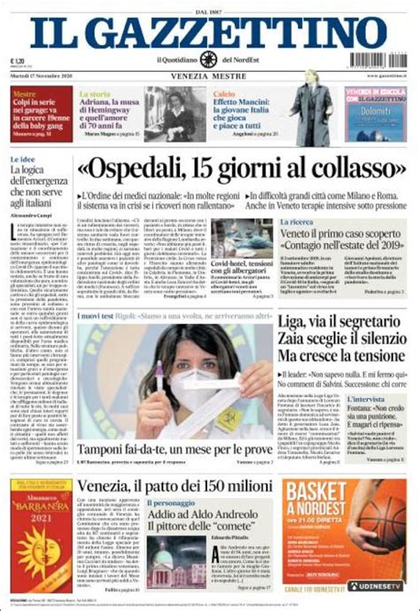 Newspaper Il Gazzettino Italy Newspapers In Italy Tuesday S Edition