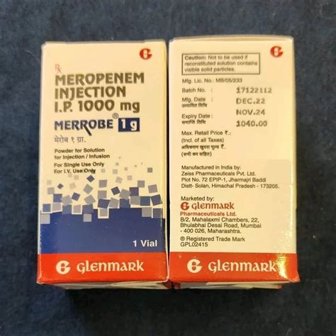 1000mg Meropenem Injection IP 10 Ml Strength 1 Gm At Rs 270 Box In