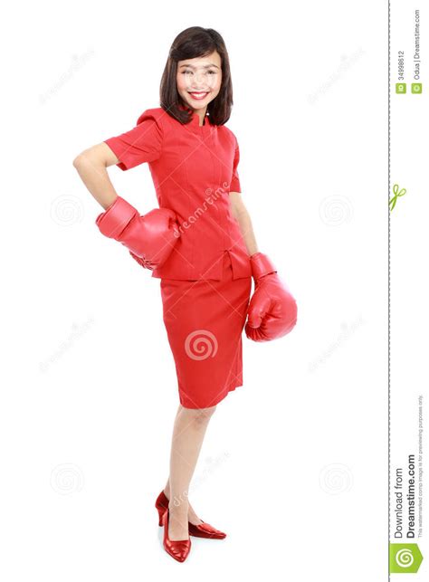 Mujer Con Los Guantes De Boxeo Rojos Foto De Archivo Imagen De