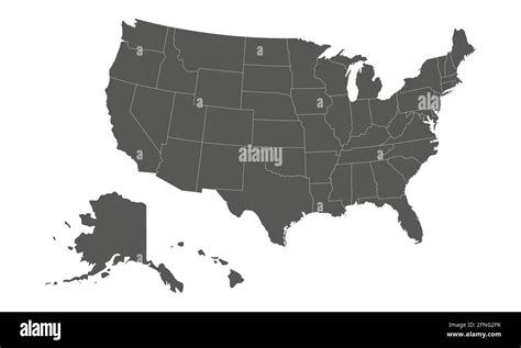 USA map with states isolated on a white background. United States of ...