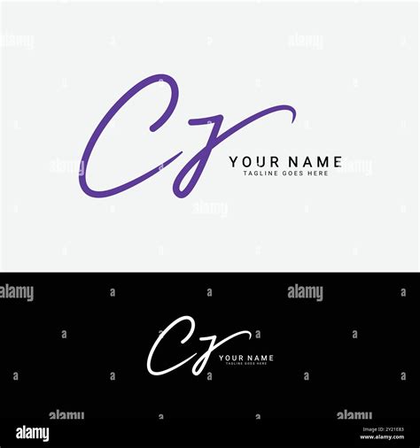 C J Cj Initial Letter Logo Alphabet Cj Handwritten Signature Logo