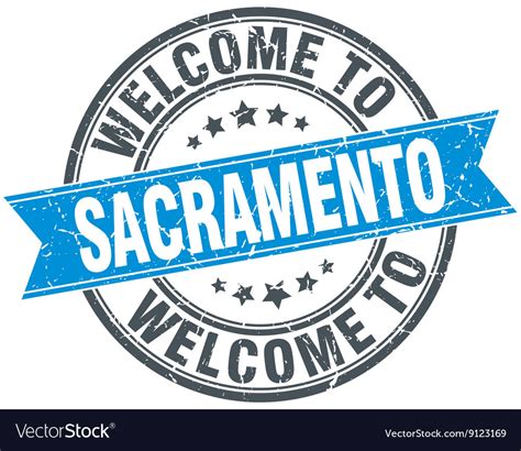 Welcome To Sacramento Blue Round Vintage Stamp Vector Image