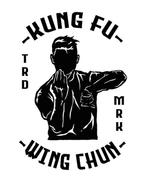 Wingchun Kung Fu Illustratio Vektor Logo Abzeichen Premium Vektor