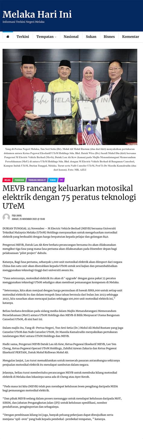 UTeM In Newspapers 2022 NOVEMBER 24 Mevb Rancang Keluarkan