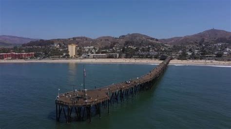 Ventura Beach Pier California Drone View Stock Footage Video (100% ...