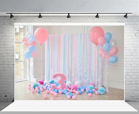 Mohome 7x5ft 3rd Birthday Backdrop Sweet Balloons Ribbon Party