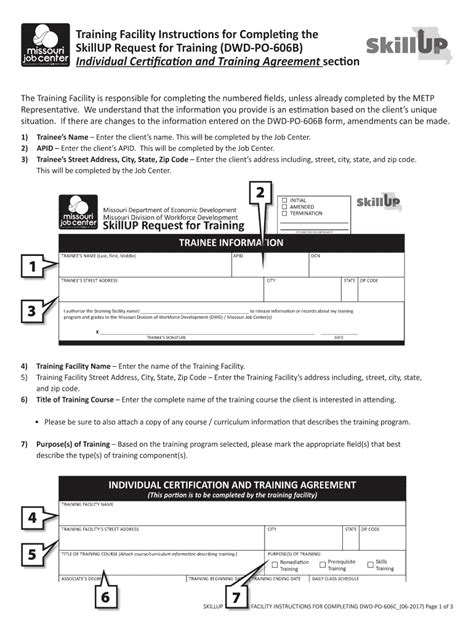 Fillable Online Jobs Mo Training Facility Instructions For Completing