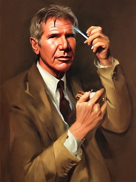 Portrait Of Harrison Ford Smoking A Joint In A Style Stable Diffusion