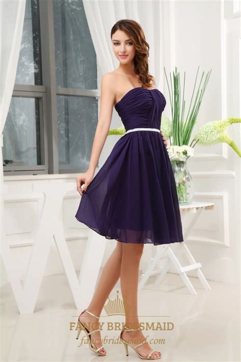 Dark Purple Short Bridesmaid Dresses Knee Length Homecoming Dresses