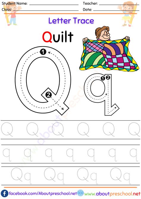 Letter Q Tracing Worksheet Pdf About Preschool