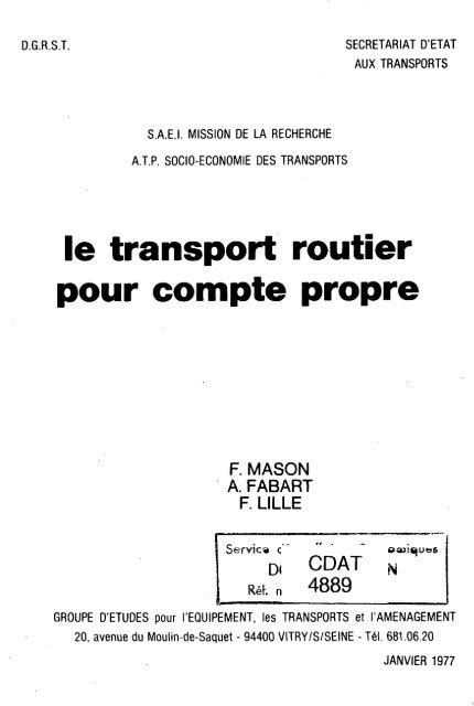 Le Transport Routier Pour Compte Propre Temis