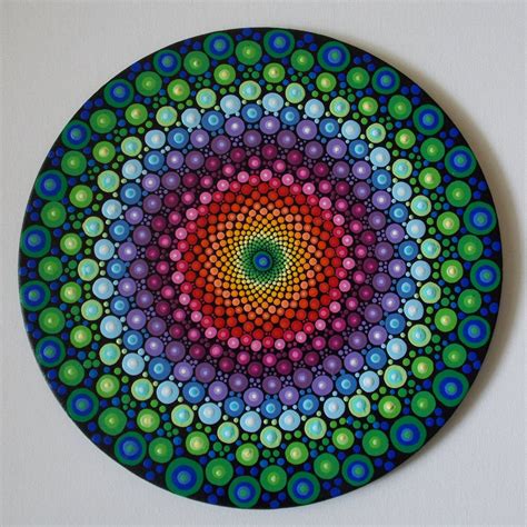 Rainbow Dot Mandala In Round Original Mandala Recycled Press