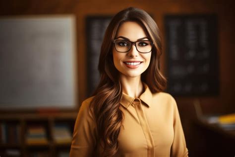 Premium Ai Image Beautiful Female Teacher Smiling In The Classroom