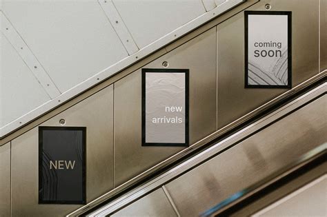 Metro Posters Editable Mockup Escalator Free Mockup Generator Rawpixel