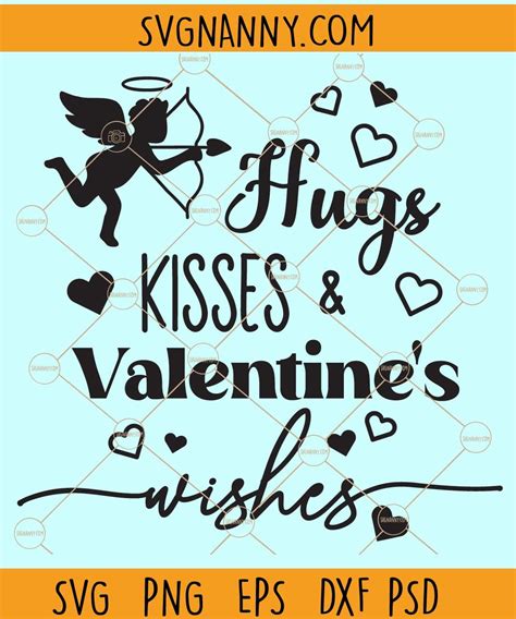 Hugs Kisses And Valentine Wishes Svg Love Heart And Arrow Svg