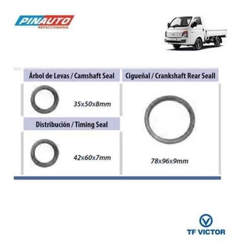 Juego De Retenes Árbol De Levas Distribución cigueñal Trasero Hyundai