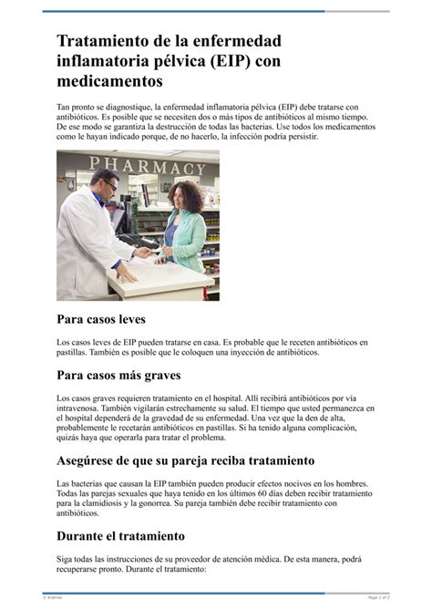 Text Tratamiento de la enfermedad inflamatoria pélvica EIP con