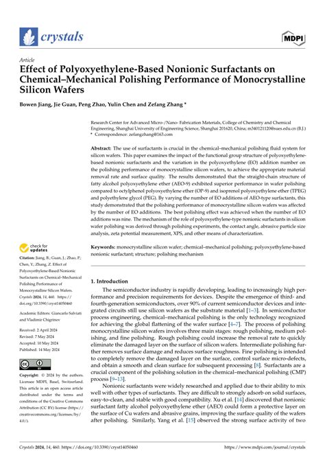 PDF Effect Of Polyoxyethylene Based Nonionic Surfactants On Chemical